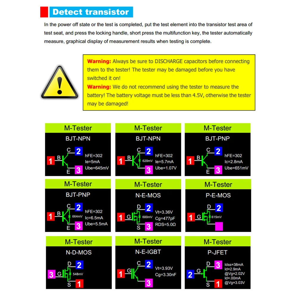 LCR-TC1 Transistor Tester 0.01-4.5 V Diode Triode Capacitor Resistor Tester Transistor TFT Backlight Multifunctional Meter