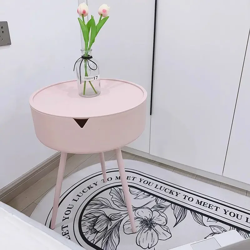 

Modern ins bedside storage table simple Creative circular mobile Bedroom small room storage cabinet coffee table furniture