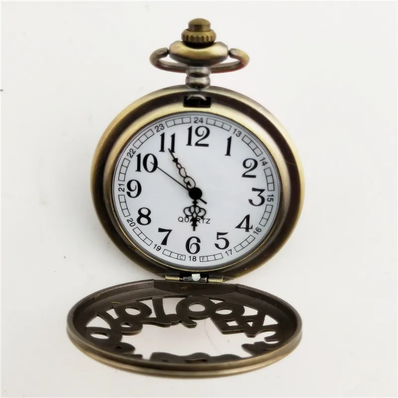 Orologio da tasca al quarzo con intaglio di grandi numeri Vintage per uomo orologio a catena con cassa cava incisa per Display analogico regalo di raccolta