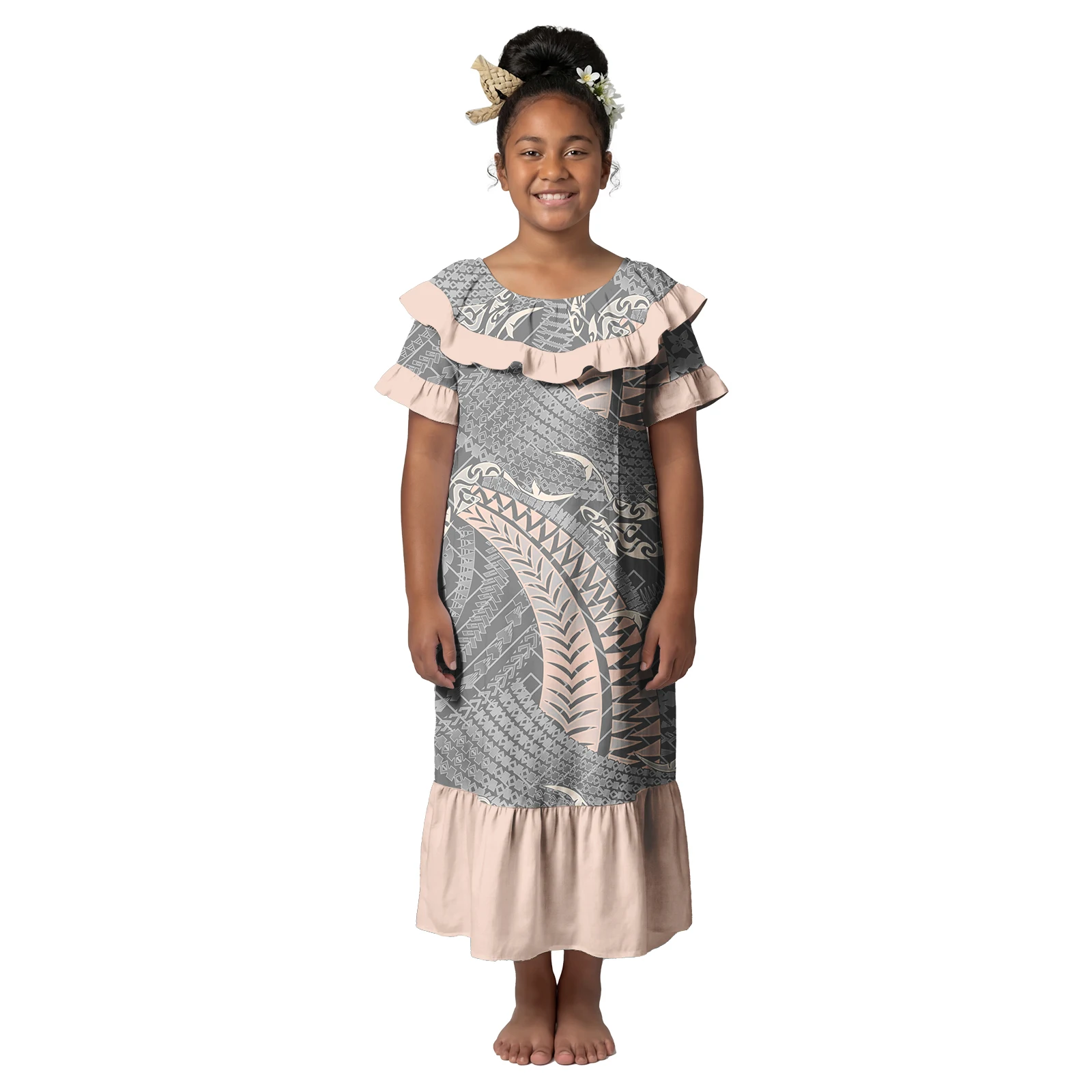 

Повседневное модное платье в этническом стиле для девочек: пляжная одежда в полинезийском стиле, праздничные наряды, гавайские детские платья-русалки