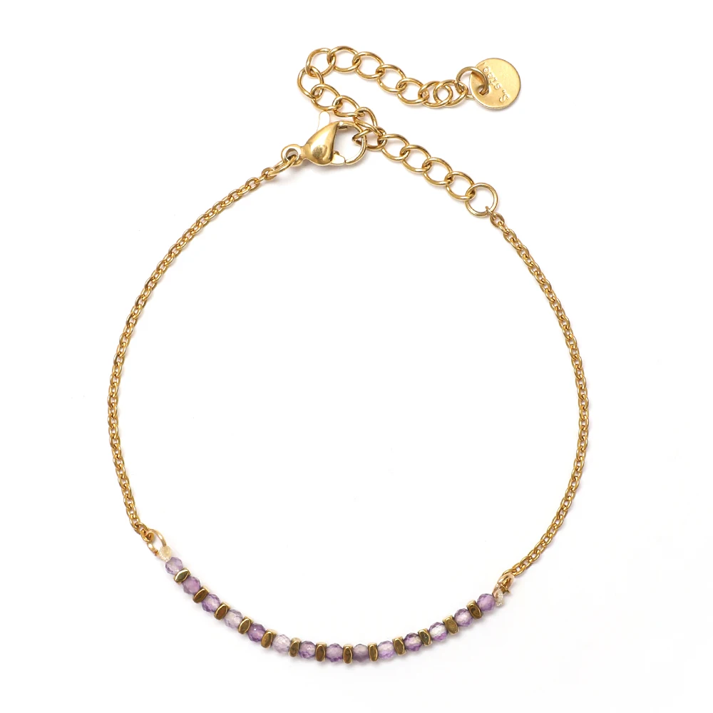 ZMZY Simple Korean Style Women Stainless Steel Jewelry Chain Small Natural Stone Tourmaline New In Cute Summer Friends Gifts