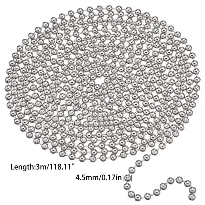 A82I-Metal Bead Chain For Roller Blind Fitting With Bead Buckles Accessories Household For All Lamp Rope Decoration