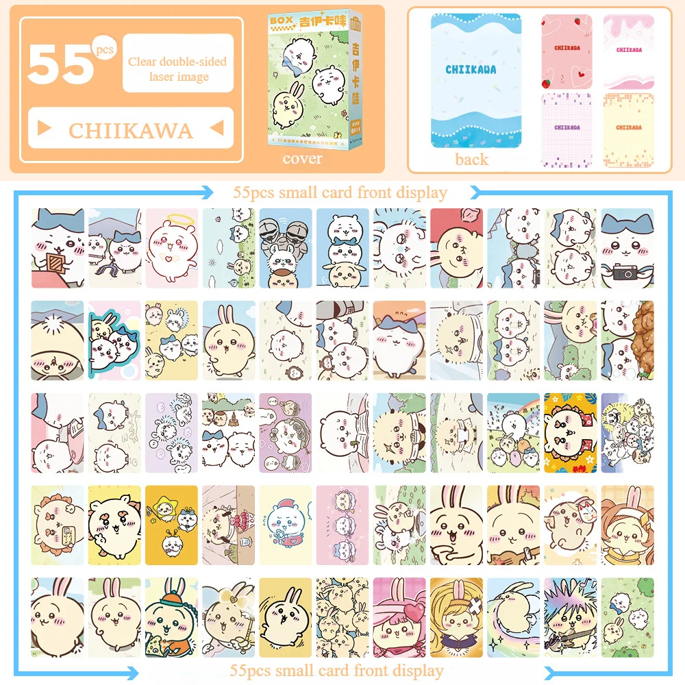 

55pcs 54*86mm Anime Chiikawa Peripheral Three-inch Boxed Hachiware うさぎ USAGI ちいかわ Laser Photo Card LOMO Card Book Birthday Gift