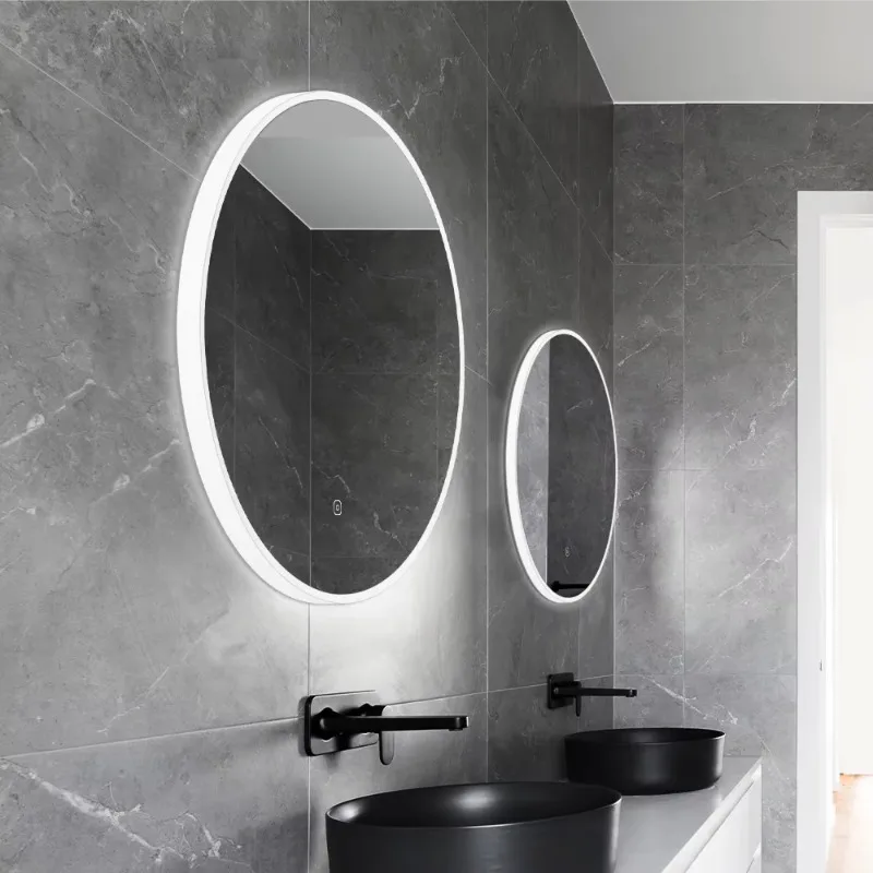 

[Hot Sale] Bathroom Accessories Round Hotel Bathroom Mirror Acrylic Led Smart Round Mirror With Touch Switch