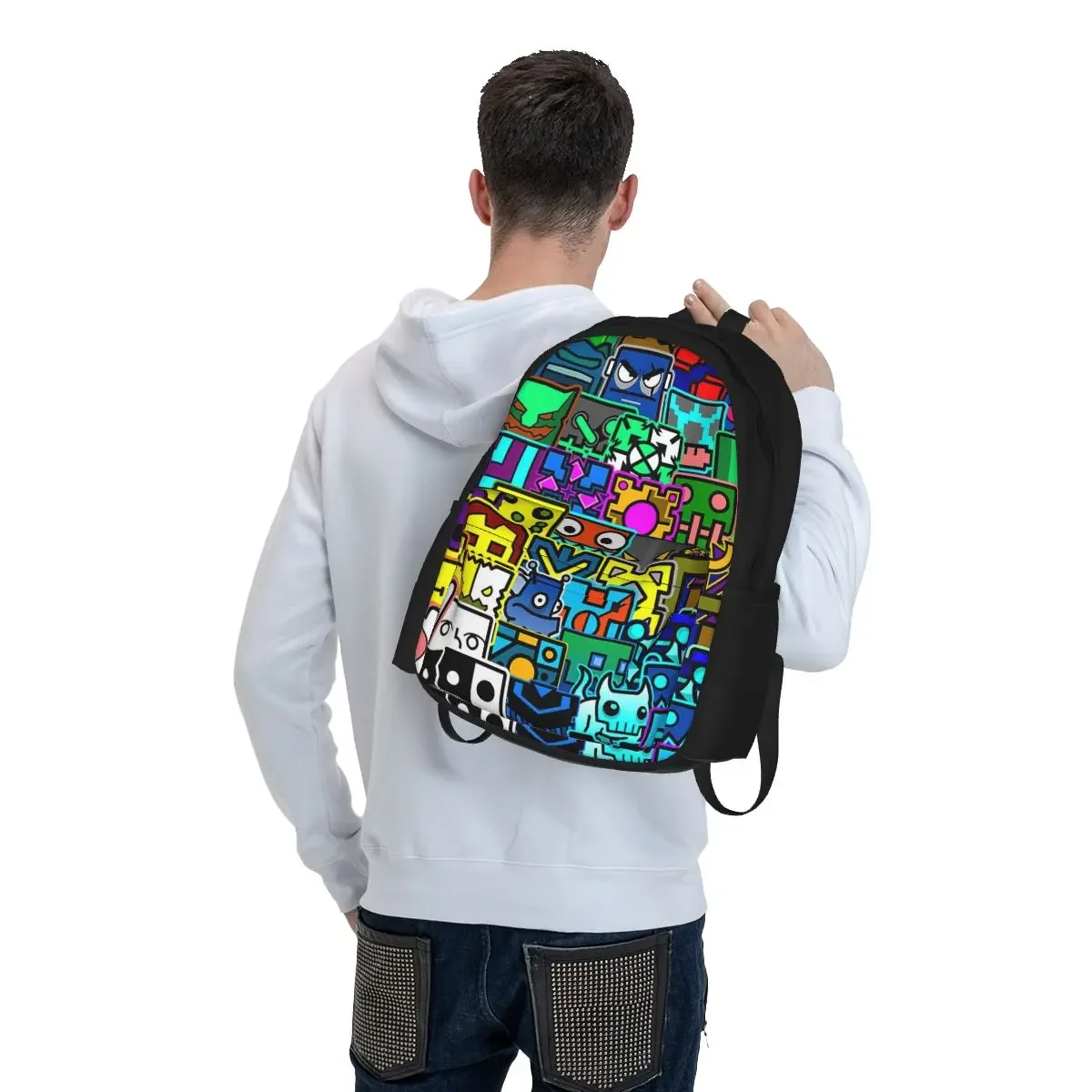 Mochila con patrón geométrico para niños y niñas, morral escolar de dibujos animados para estudiantes, morral de viaje, bolso de hombro