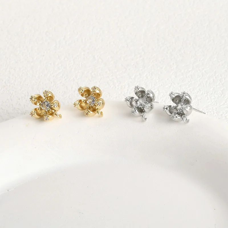 14k Real Gold Color Retention Exquisite Garnet Zircon Vertical Hanging Earrings DIY Handmade Earrings Accessories Material