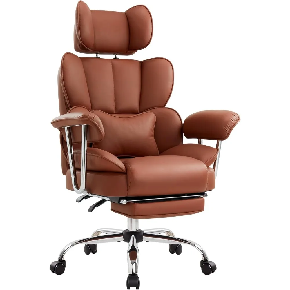 

Big and Tall Executive Office Chair, Ergonomic High Back PU Leather Desk Chair, Heavy Duty Managerial Computer Chairs with Footr