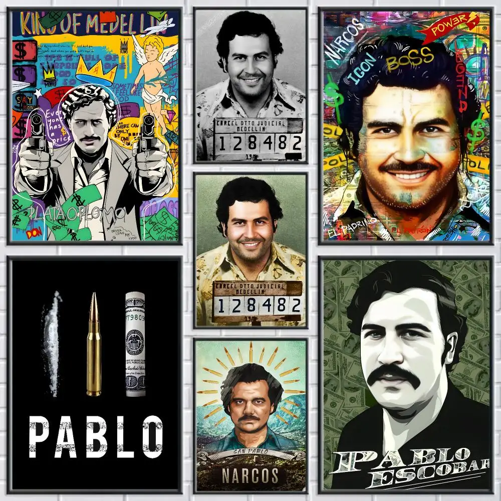 L-lord Pablo Escobar Narcos  Poster Durable Waterproof Aesthetic Stickers Wall Art HD  for Office Bedroom Bar  Coffee Home Decor