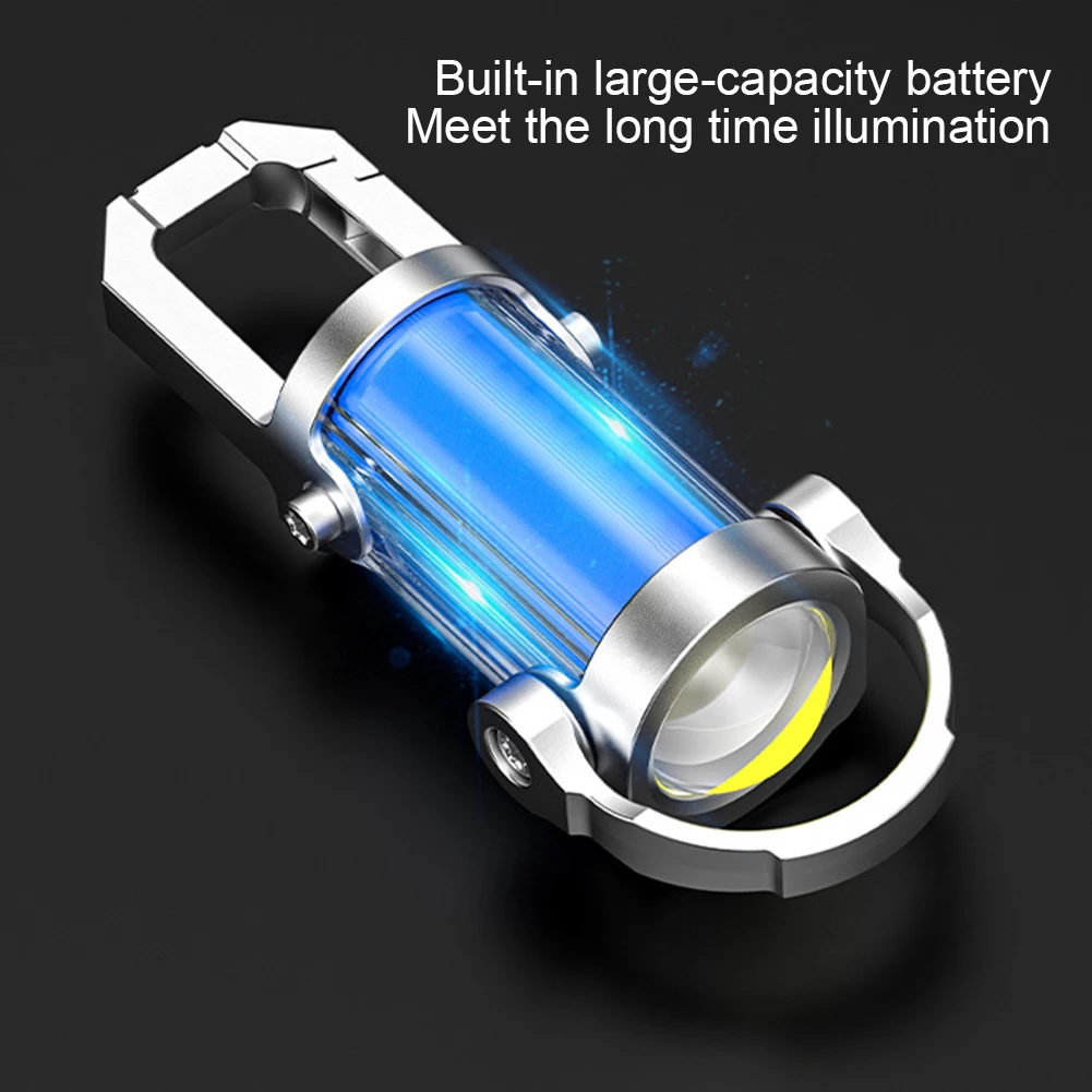 مصباح يدوي صغير متعدد الوظائف مصباح جيب USB قابل لإعادة الشحن خفيف الوزن للتخييم في حالات الطوارئ في الهواء الطلق