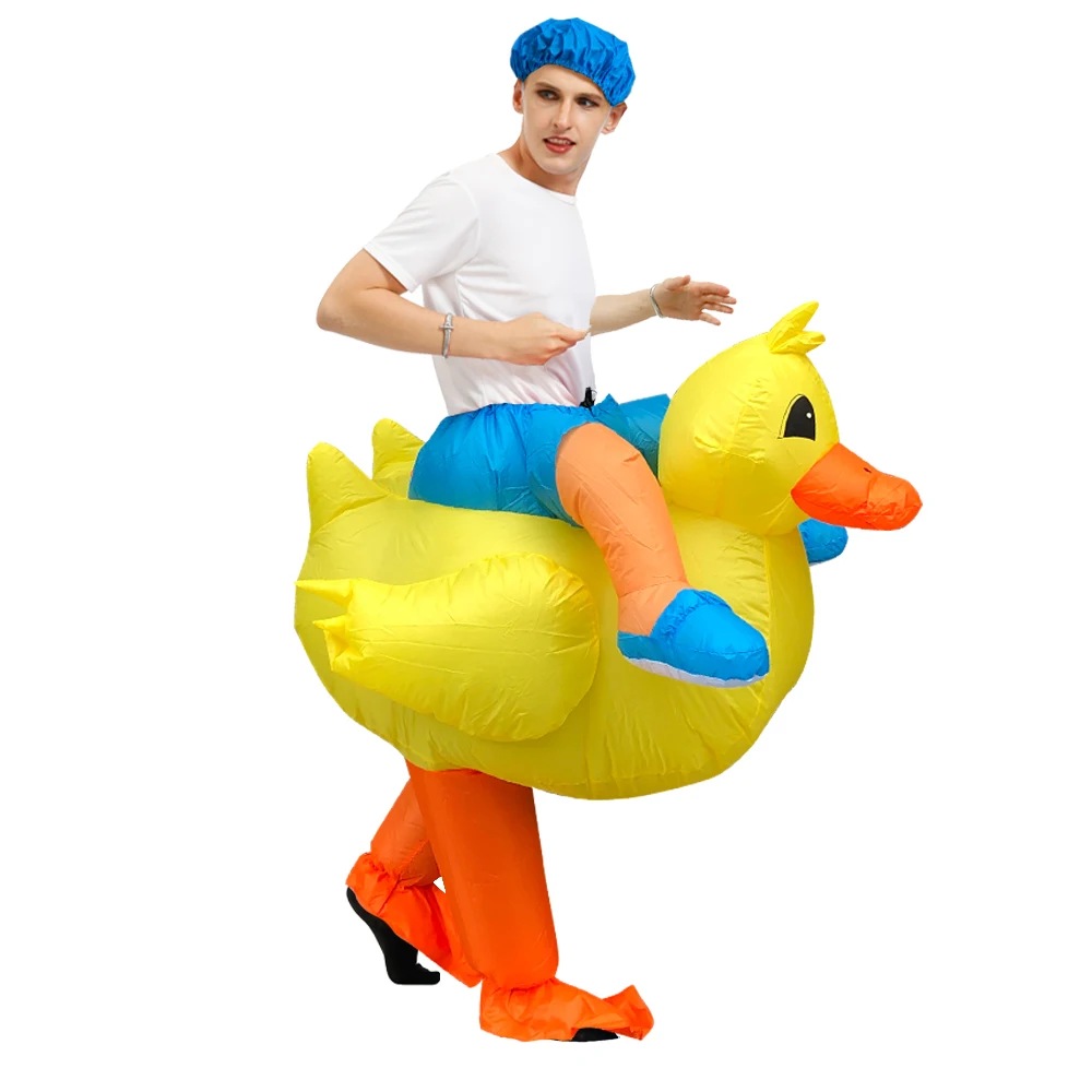 Adults Inflatable Yellow Duck Costume Halloween Costumes for Women Men Animal Cosplay Carnival Costume Party Fancy Dress