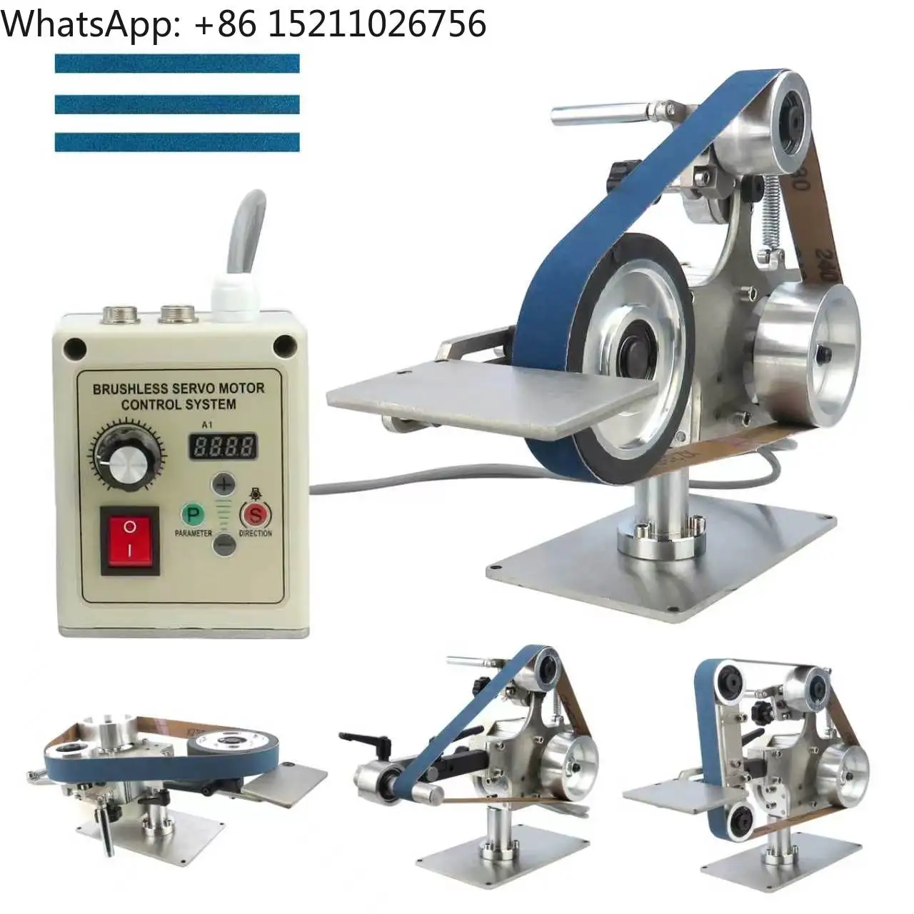 Direct Selling Industrial Grade Horizontal Dual-use Small Electric 220V Abrasive Belt Machine Export 550W Stainless Steel