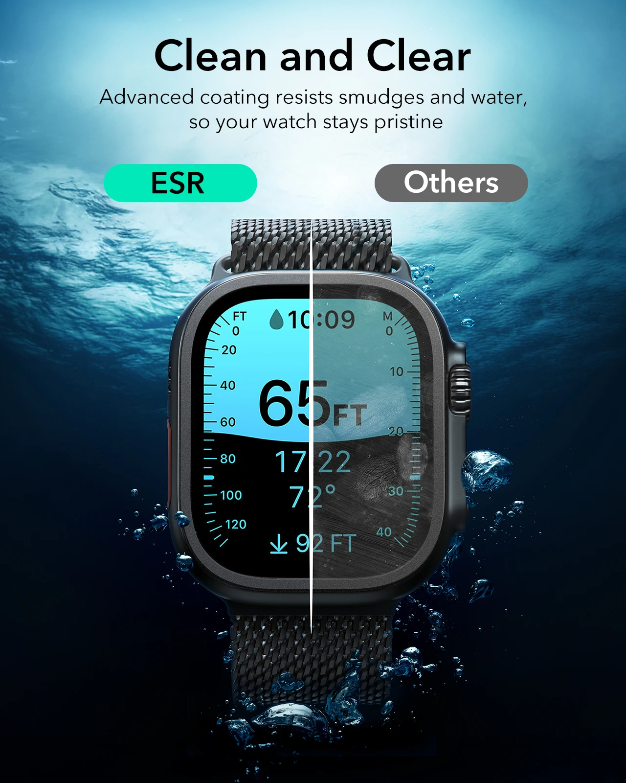 2 sztuki folii ochronnej Armorite ESR do Apple Watch Ultra 3 / Ultra 2 / Ultra (49 mm) - szkło hartowane — zdjęcie produktu 6
