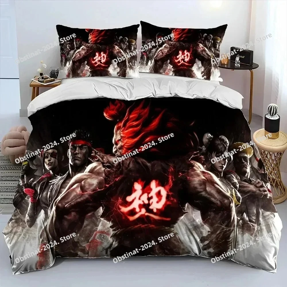 

3D Street Fighter Retro Game Bedding Set Printed Bed Set Duvet Cover Sheet Pillowcase Bed Soft Quilt Cover Full Queen King Size