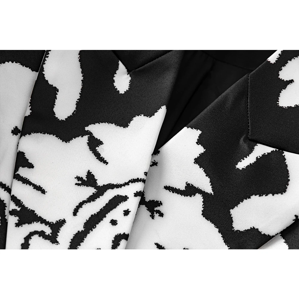 2025 Neues Design, modisch, Pu-Patchwork, Blumenmuster, Bürokleidung, schmaler Blazer für Damen und Herren