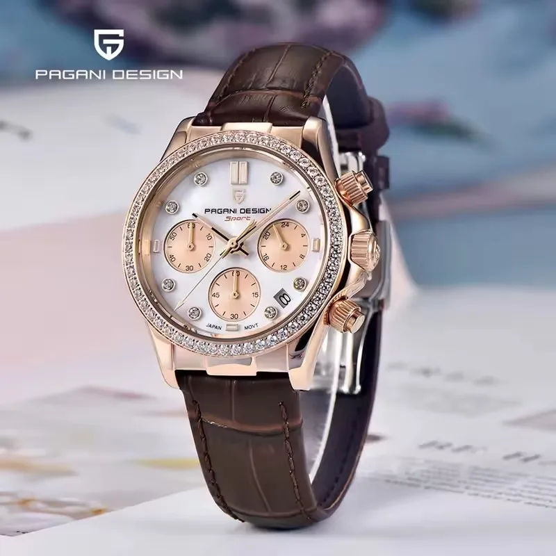 PAGANI DESIGN Women Automatic Quartz Watches Luxury Sapphire Glass Waterproof Watch Multifunctional Chronometer Gift With Box