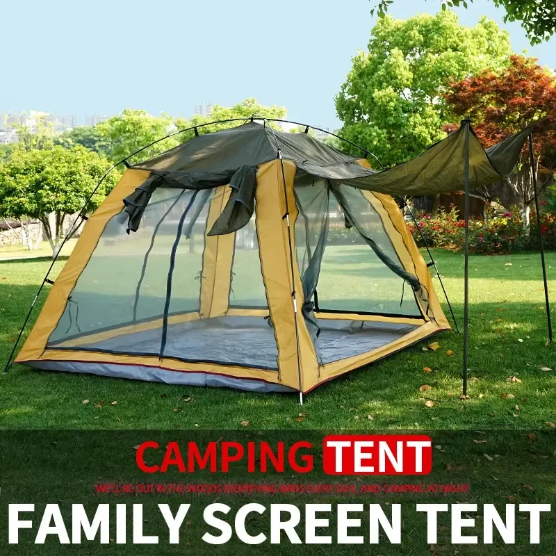 Quick Setup Camping Tent for 3-4 People Waterproof Sunproof Canopy with Mosquito Net for Outdoor Fishing Hiking