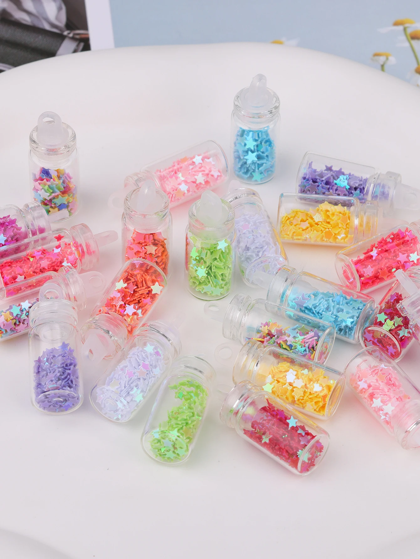 10pcs 30*10 mini Quicksand Wishing Bottle Glass bottle pendant Beaded diy accessory bracelet necklace pendant