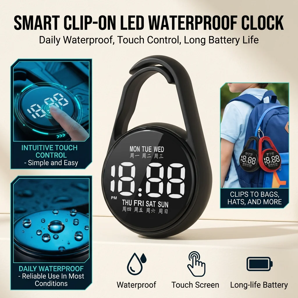 LED Electronic Hanging Watch Night Light Digital Electronic Hanging Watch Pocket Watch