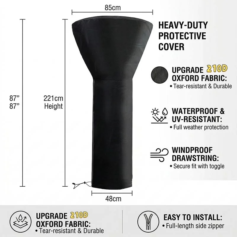 210D Garden Heater Cover,Radiator Heater Protection Cover Waterproof Windproof Dustproof Vertical Outside Universal Heater Cover view 5