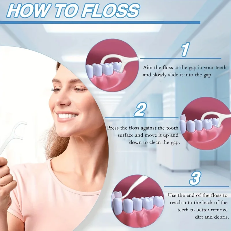 Individually Wrapped Dental Floss Picks, Hygienic. 8x6x3cm, Portable, for On-the-Go Freshness image 8