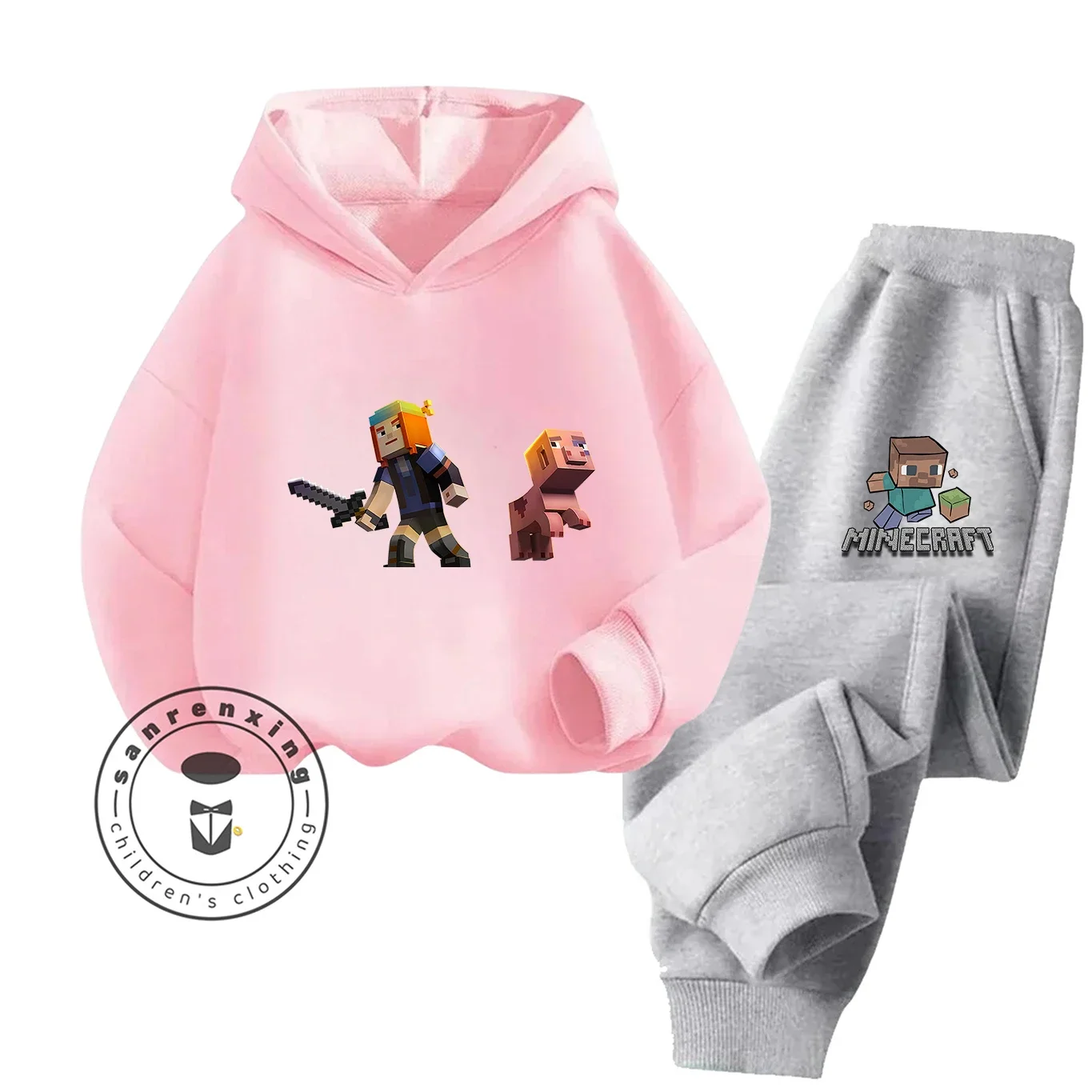 موضة Minecraft 2D الكرتون المطبوعة هوديي مجموعة 2025 رائجة البيع للأطفال المراهقين بنين بنات عادية الخريف الشتاء