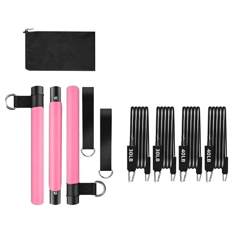 

Pilates Rod with Resistance Band Workout Equipment for Legs, Hip, Waist and Arm Exercise Fitness Equipment