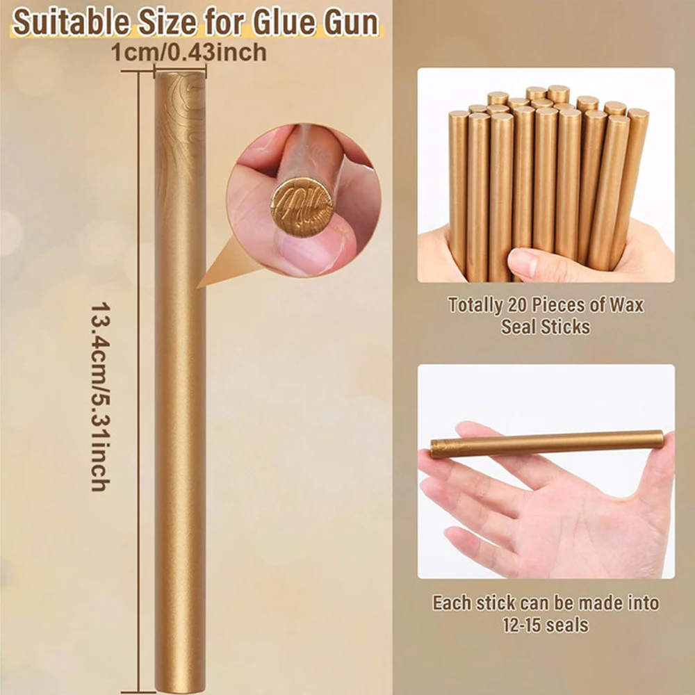 20 pièces bâtons de cire pour tampons de scellage de cire pistolet à colle postale bâtons de cire de scellage pour Invitations de mariage enveloppes cadeaux de noël