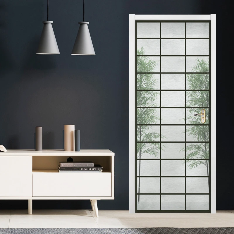 DIY Door Sticker Tree Branches Outside Lattice Window Mural Wallpaper PVC Self-adhesive Wall Decal Living Room Door Home Decor