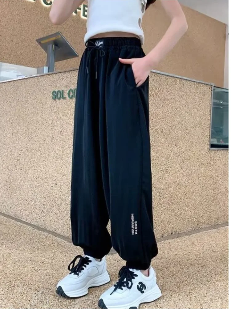 Fashionable Trousers New Style Lace-up Pants Trendy Harajuku Children's Clothing Women's Casual Popular Pants Versatile Summer