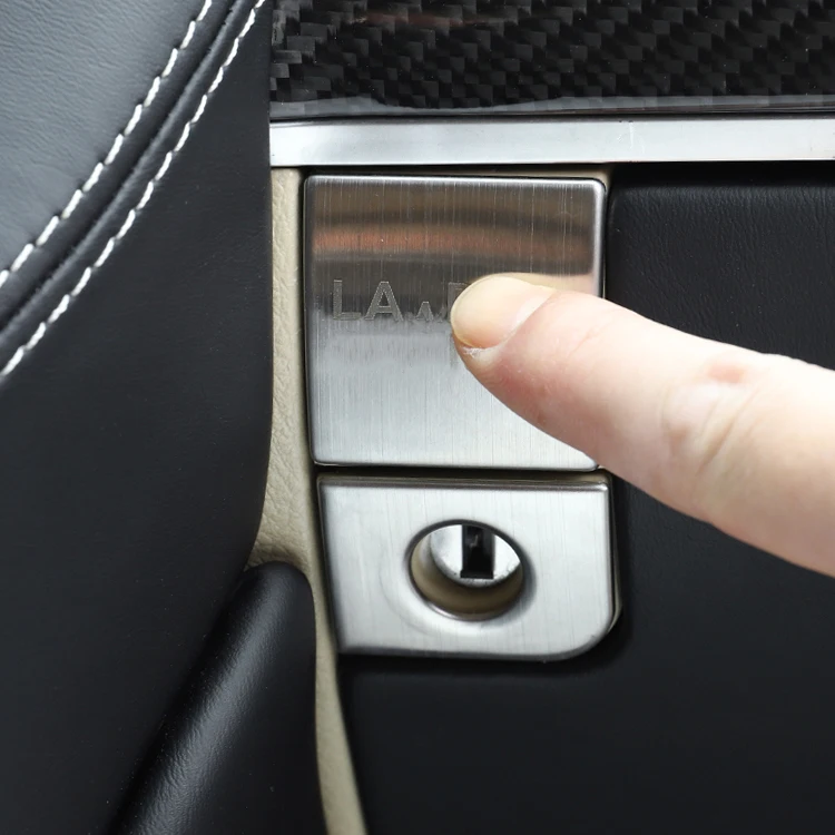 LHD Car Interior Styling Stainless Driver Side Storage Box Lock Protective Cover For Toyota Land Cruiser 200 Accessories