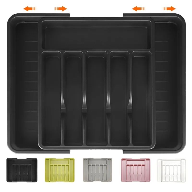 Retractable Tableware Tray Household Portable Storage Box Kitchen Tableware Organizing Box Drawer Tableware StorageBox