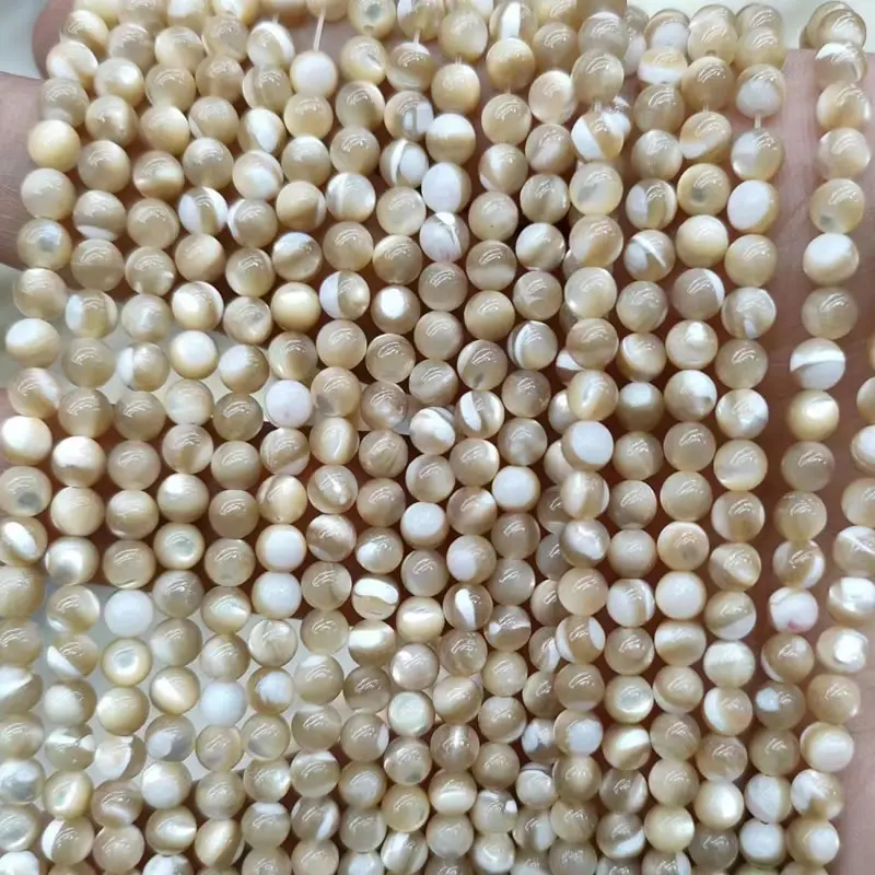 Natural Brown Horseshoe snail Trochus Sea Shell Round Loose Beads2/3/4/5/6/7/8/9/10/12/14MM Pick Size for Jewelry Making