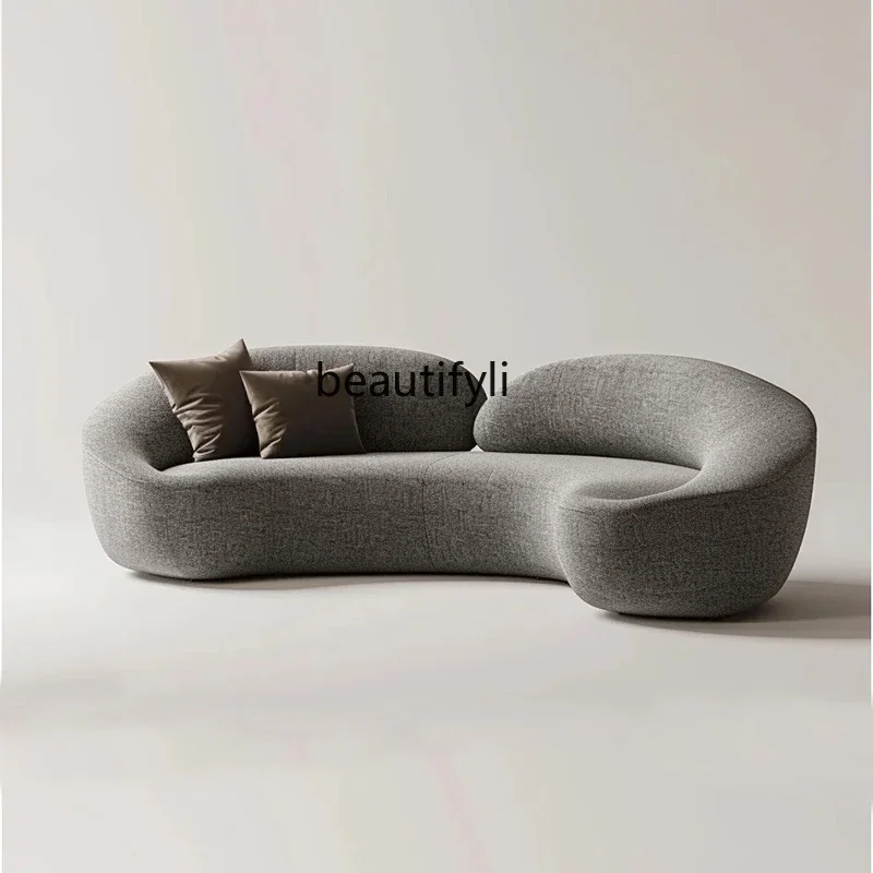 

Italian minimalist hotel lobby leisure area curved sofa designer fabric sofa02A