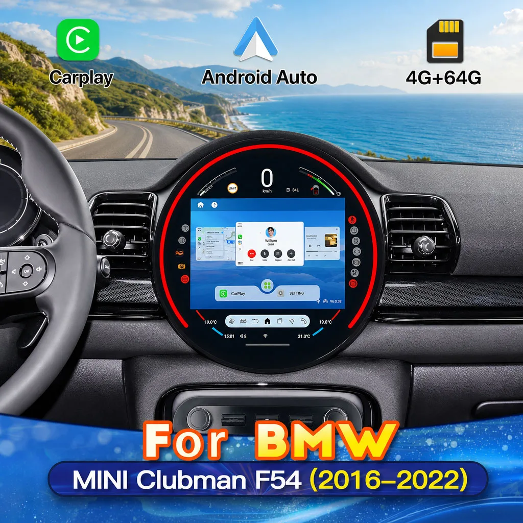 Android auto Car radio Carpaly WIFI GPS Navigation Multimedia Screen+AHD Reverse camera For BMW Mini Clubman F54 Cooper D S One