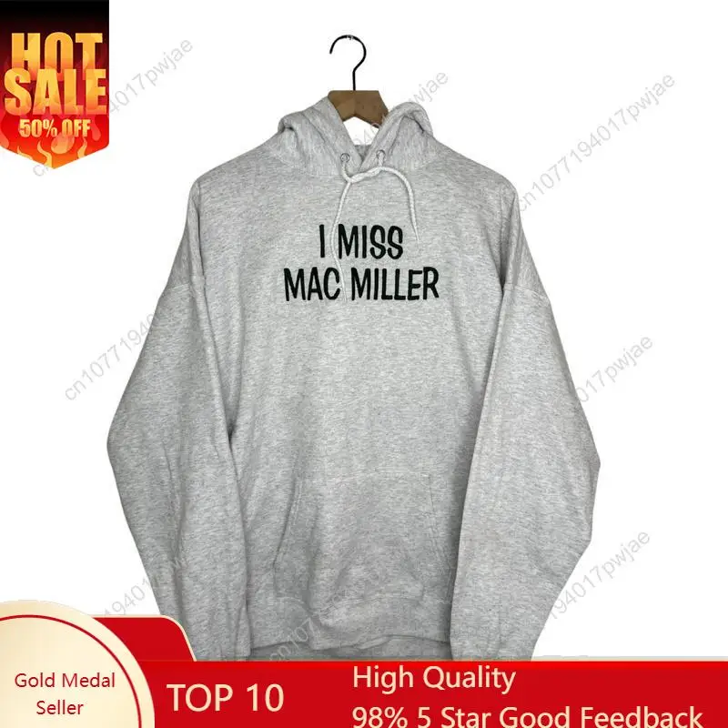 

I Miss Mac Miller Custom Embroidered Ash Gray Hoodie