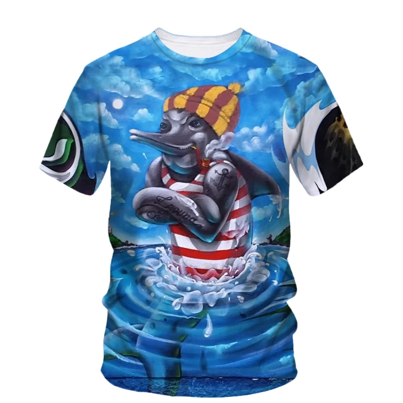 プリント付きメンズ半袖ラウンドネックTシャツ,カジュアルなヒップホップスタイル
