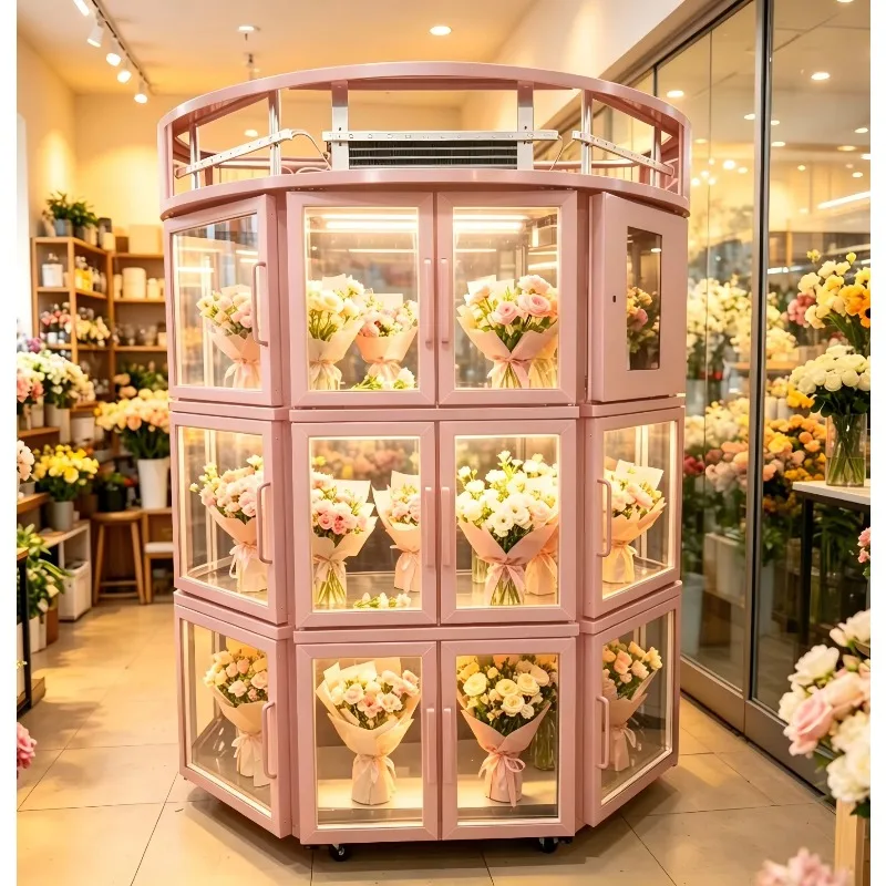 Smart Commercial Flower Vending Machine with Digital Ordering Interface for Roses and Floral Gifts