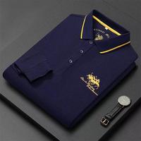 Embroidered Pure Cotton Hot Selling Men's Polo Shirt 2024 New Autumn And Winter Long Sleeved Breathable Casual Slim Fit Top