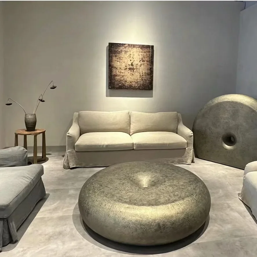 Tissu en lin lavé double pour trois personnes, meubles rétro entièrement démontés et lavés pour séjour chez l'habitant