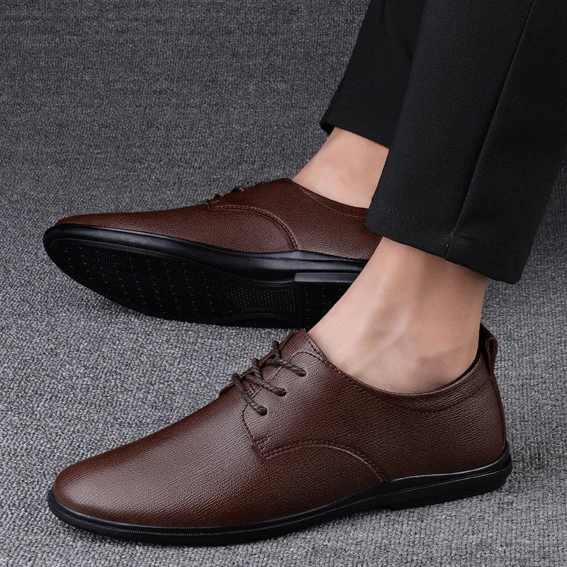 Fashionable men\'s leather shoesBusiness casual Casual Shoes For Men Flat Platform Walking Shoes Outdoor Footwear Loafers