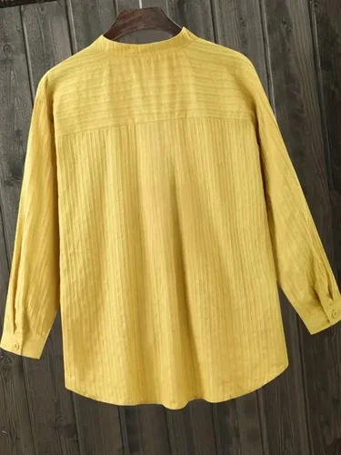 Imagen 2 del producto Camisa blanca De algodón para Mujer, Tops De oficina De manga larga, nuevas camisas coreanas holgadas informales con cuello en V Vertical, Blusas De Mujer