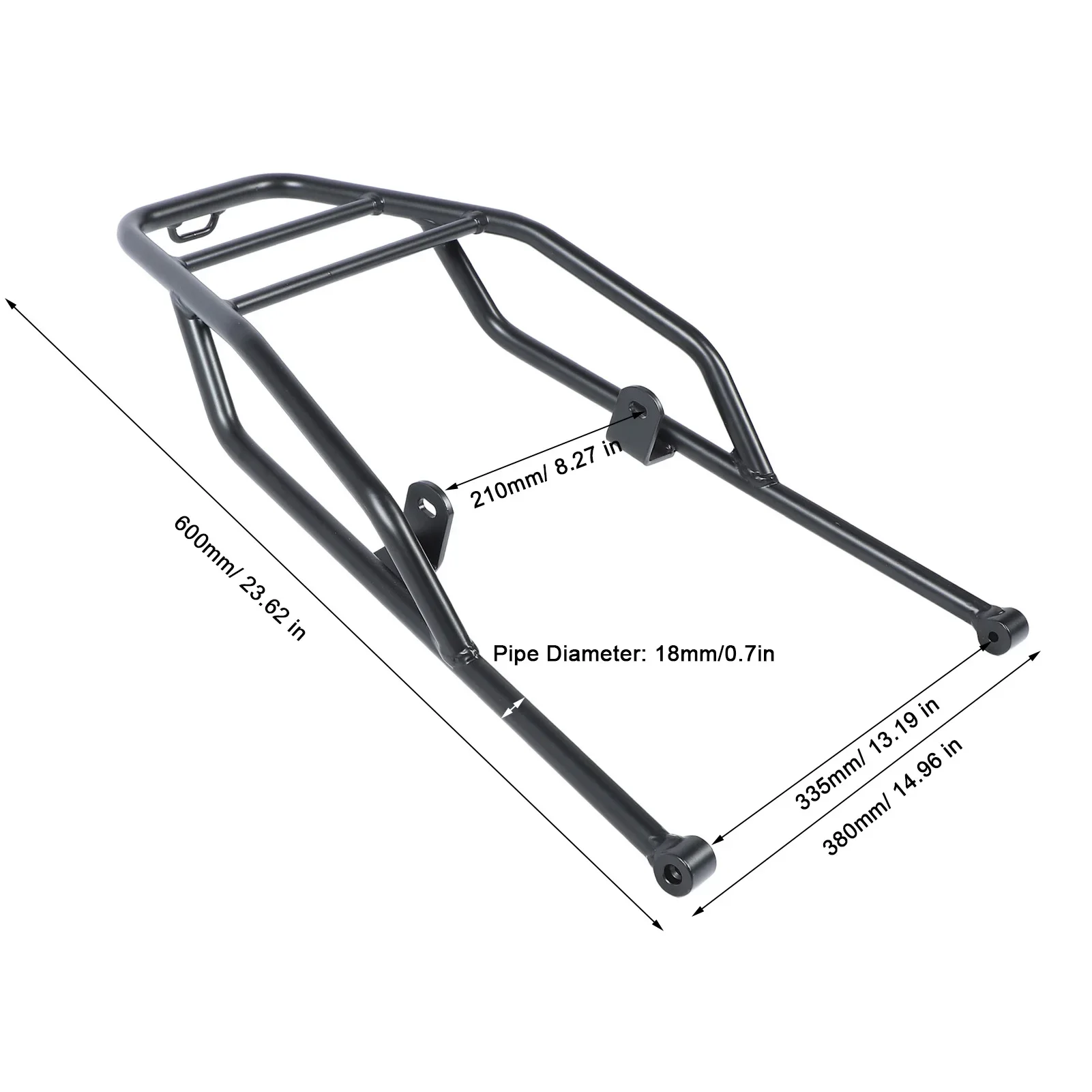 18 مللي متر أنبوب الحديد دراجة نارية الذيل البضائع تخزين الرف مقاومة للتآكل دعم مستقر دراجة نارية الخلفية رف أمتعة لحجر V7