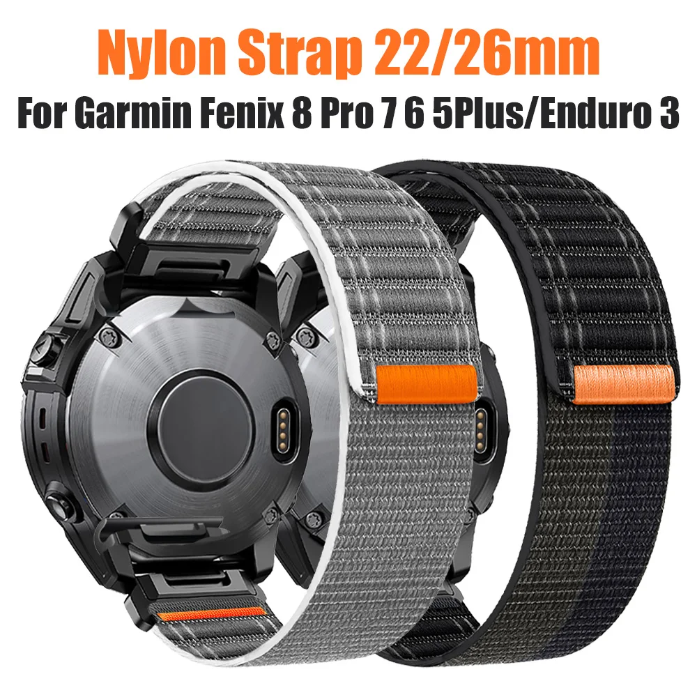 22/26mm Nylon-Uhrenarmband für Garmin Fenix 8 Pro 7 6X 5X Plus/Instinct 2X/Enduro 3/Forerunner 970 965 955 Ersatz-Uhrenband
