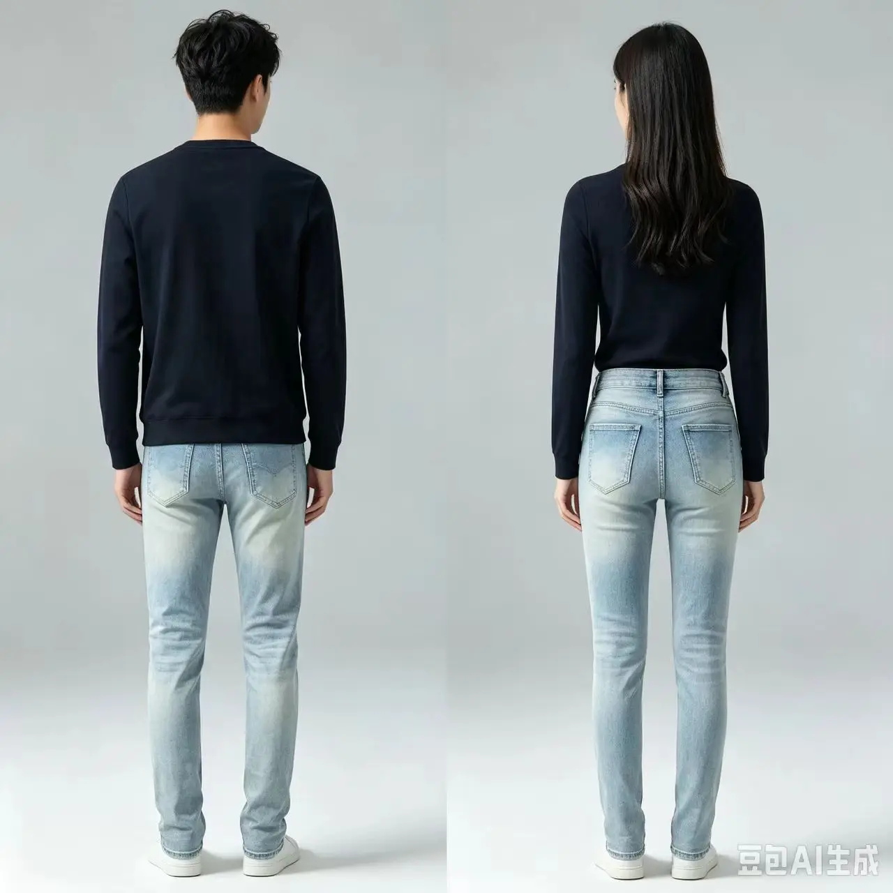 Retro American Fashion Men's Slim Fit Jeans with Holes Elastic Waist Red Patch Light Blue Y2K Style Casual Male Denim Pants