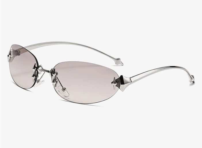 Zeitlich begrenzte Promotion-Y2g rahmenlose ovale Metallsonnenbrille Hot Girl Street Shooting XINGX Cat's Eye Fishbone Sonnenbrille