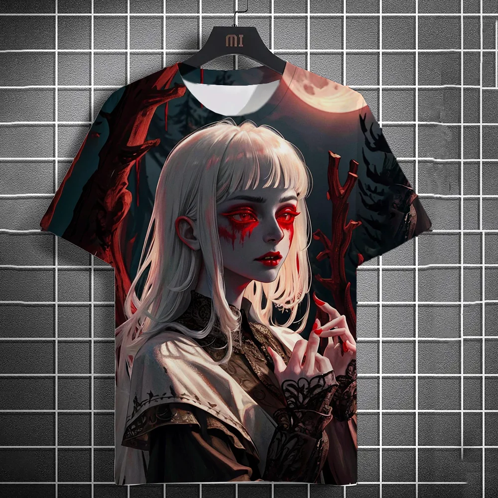 2024 New Men\'s Anime Vampire Girl Graphic T-Shirts 3D Print T Shirt Man/Women Short Sleeve Tee Fashion Kid Y2k Top Mens Clothing