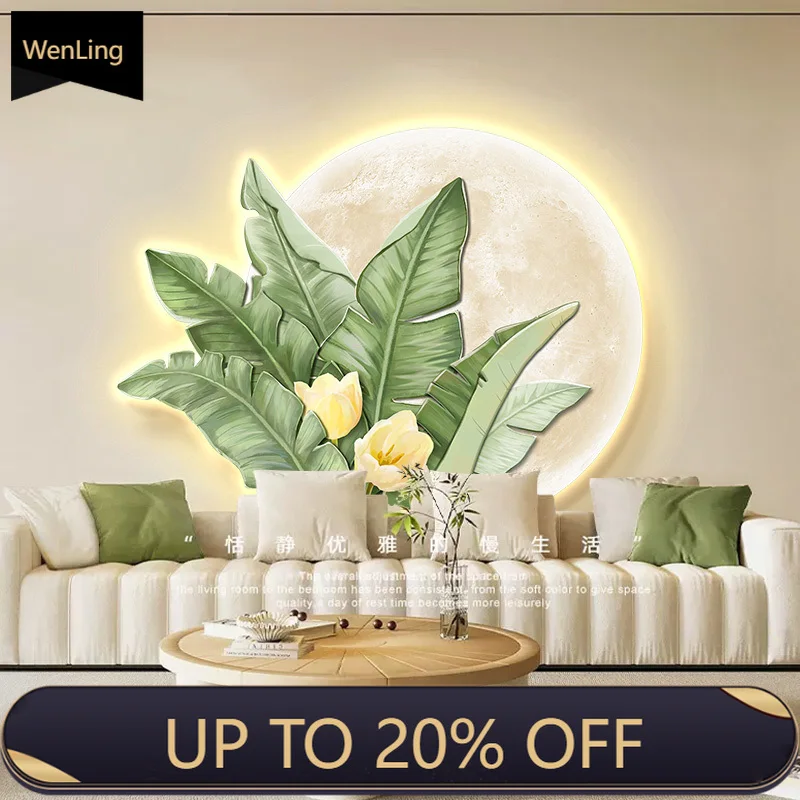 Home Daye Big Living Room Sofa Background Wall Led Light Three-Dimensional Atmosphere Hanging Painting Cream Wind Light Luxury H