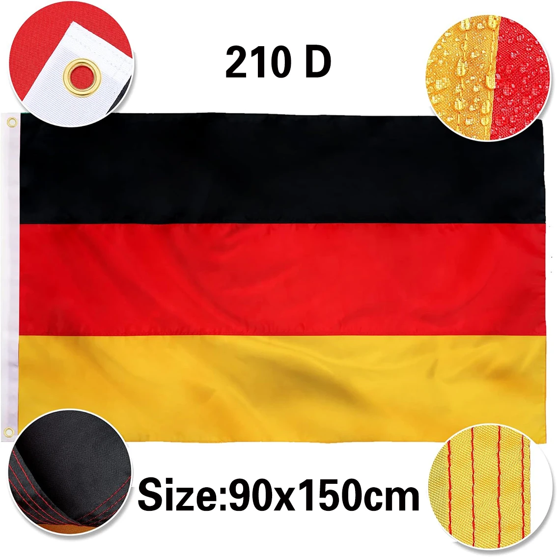 3x5Fts Heavy Duty Nylon genähte Streifen Deutschland Flagge Deutsche nationale germanische Flaggen