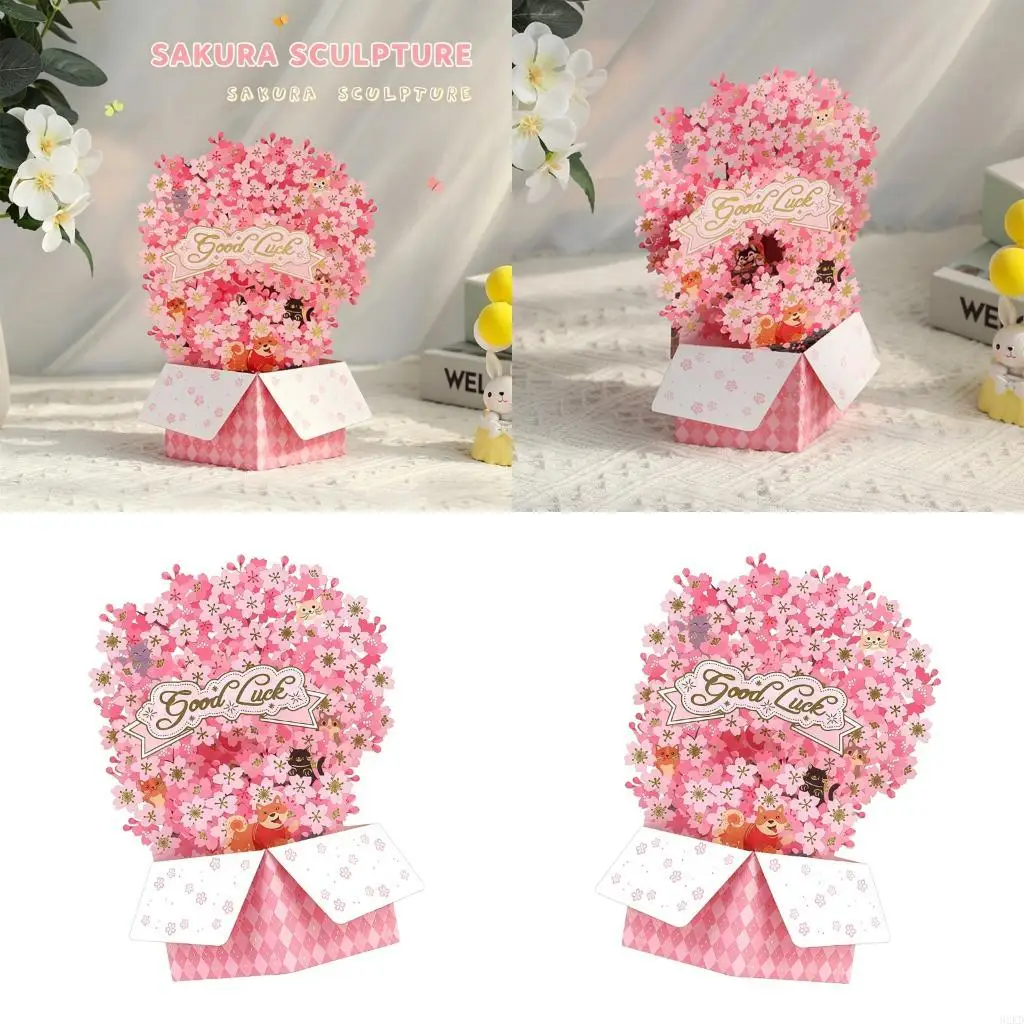 62KD Elegant Cherries Blossoms Themed 3D Popup Greeting Card Unique Birthday Card Perfect For Birthdays And Mothers Day Decors