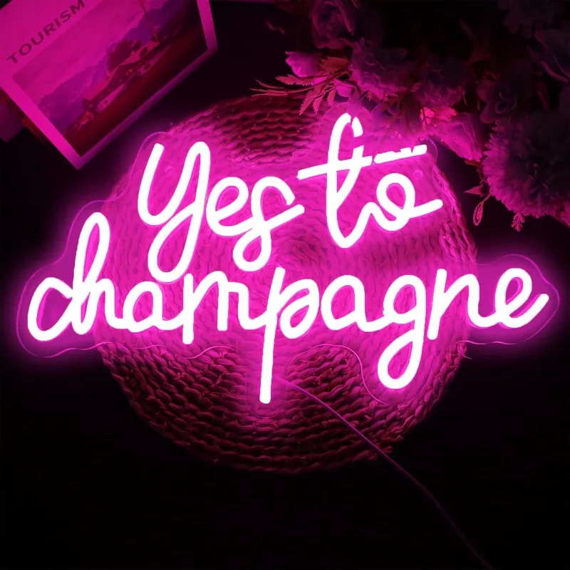 Pink Champagne Neon, Wall-mounted, Indoor Neon Signs for Kitchens,Business,Men's Private Spaces, Bars, Party Games,Bedroom Decor